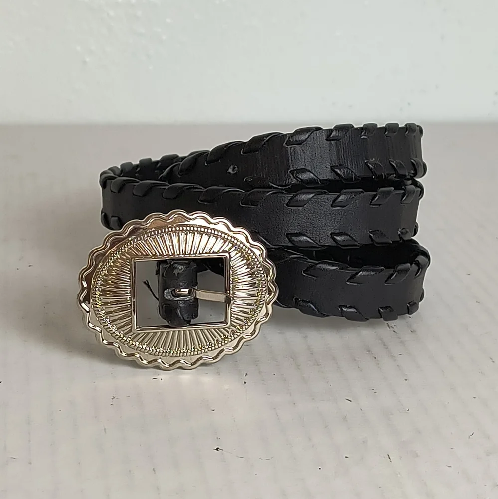 Western Concho Belt Black M/L Vegan Leather